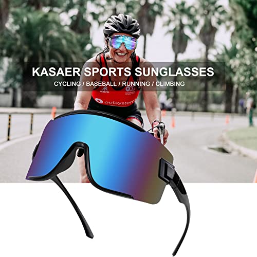 Karsaer Vision Big Shield Wraparound Sunglasses Rave for Men Women Neon Sun Visor Glasses Cycling Ski Shades 80s 90s