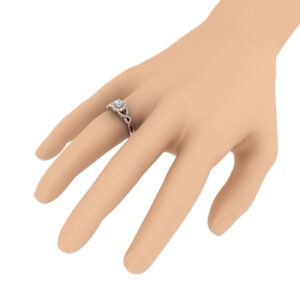 FINEROCK 1/2 Carat Prong Set Diamond Twisted Engagement Ring in 10K Rose Gold - IGI Certified (Ring Size 7.25)