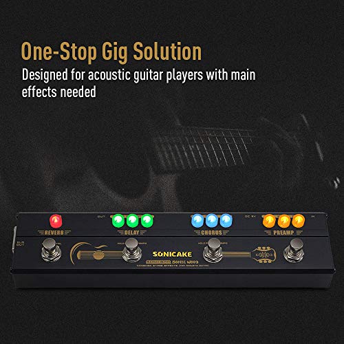 SONICAKE Acoustic Pedal Guitar Effect Acoustic Pedal Multi Effects Preamp Chorus Delay Reverb Acoustic Guitar Pedal Sonic Wood with XLR Output