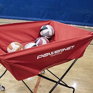 PowerNet XL Volleyball Wheeled Cart, Portable Hammock Ball Cart, Collapsible Rolling Training Equipment Basket, Lightweight Bin, Great for Indoor and Outdoor Use, Multisport