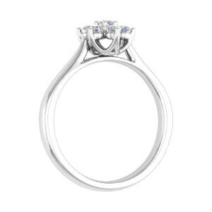 FINEROCK 1/4 Carat Flower Shaped Cluster Prong Set Diamond Ring Band in 10K White Gold (Ring Size 7.25)