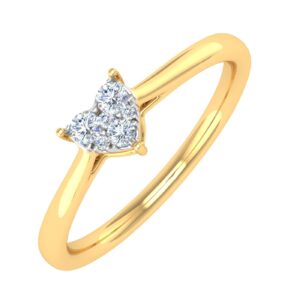 finerock 0.15 carat heart shaped diamond ring in 10k yellow gold (ring size 6.25)