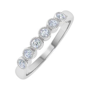 FINEROCK 1/5 Carat 6-Stones Diamond Wedding Band Ring in 10K White Gold (Ring Size 5.75)