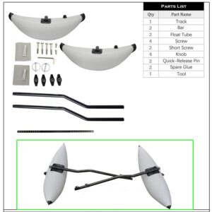 LYNICESHOP Kayak Outrigger, 2 PCS Kayak Stabilizer PVC Inflatable Pontoon Fishing Float Tube Kit - Alloy Floating Inflatable Outriggers Stabilizer Kit for Kayak Canoe Fish (White)