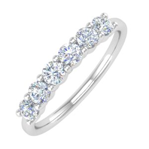 1/2 Carat 6-Stone Diamond Wedding Band Ring in 14K White Gold (Ring Size 5.25)