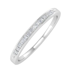 channel set princess cut diamond wedding band ring in 10k white gold (0.15 cttw) (ring size 5.75) (i1-i2 clarity)