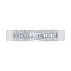 1/4 Carat Baguette and Round Shape Diamond Wedding Band Ring in 10K White Gold (Ring Size 4.75)