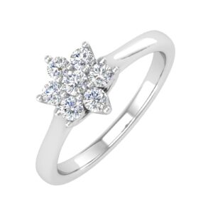 FINEROCK 1/4 Carat Flower Shaped Cluster Prong Set Diamond Ring Band in 10K White Gold (Ring Size 7.25)