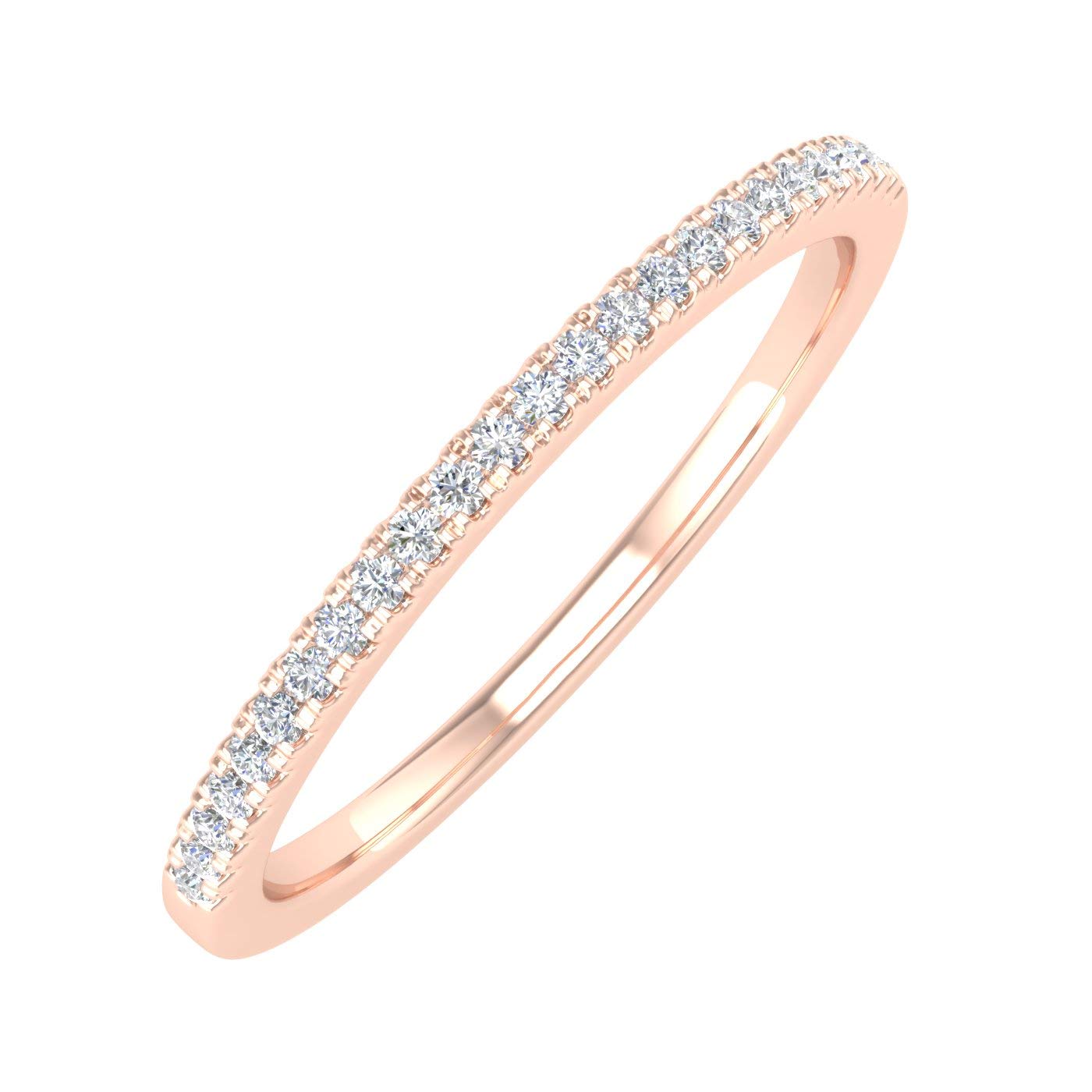 FINEROCK 1/10 Carat (ctw) 14K Rose Gold Ladies Diamond Stackable Anniversary Ring (Ring Size 4.25) (I1-I2 Clarity)