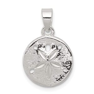 sterling silver polished sand dollar pendant qqc8706