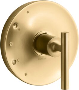 kohler k-ts14423-4-2mb purist rite-temp valve trim with lever handle, faceplate with single handle, vibrant brushed moderne brass