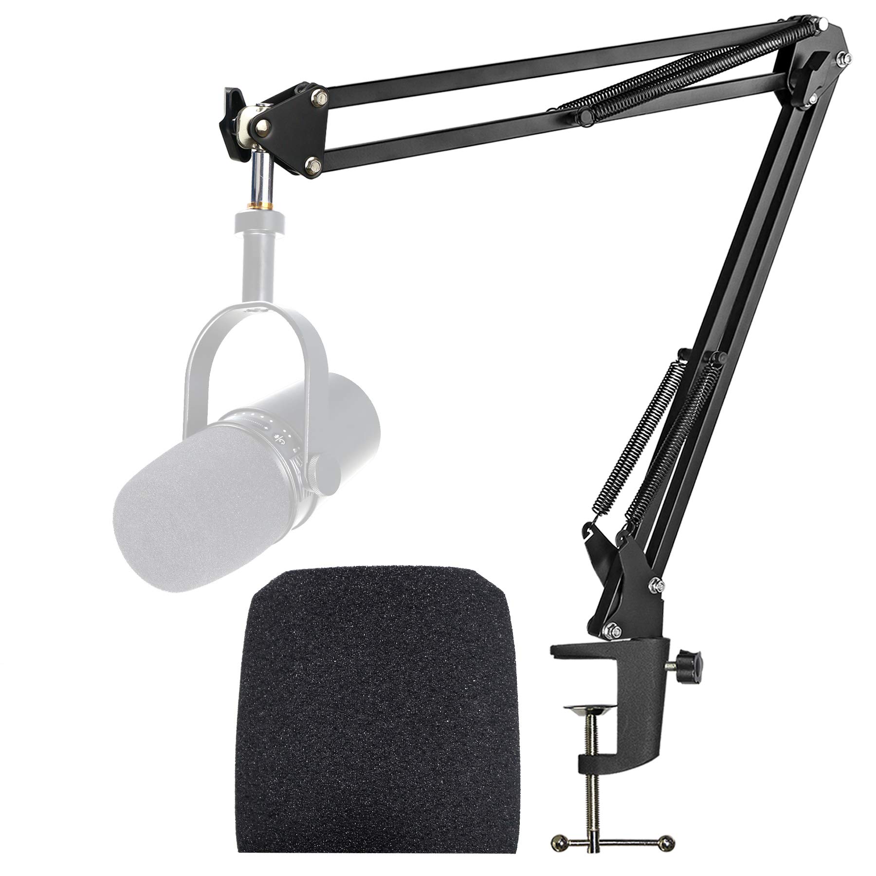 MV7 Boom Arm with Pop Filter - Mic Stand with Foam Cover Windscreen Compatible with Shure MV7 and Shure MV7X Microphone by YOUSHARES