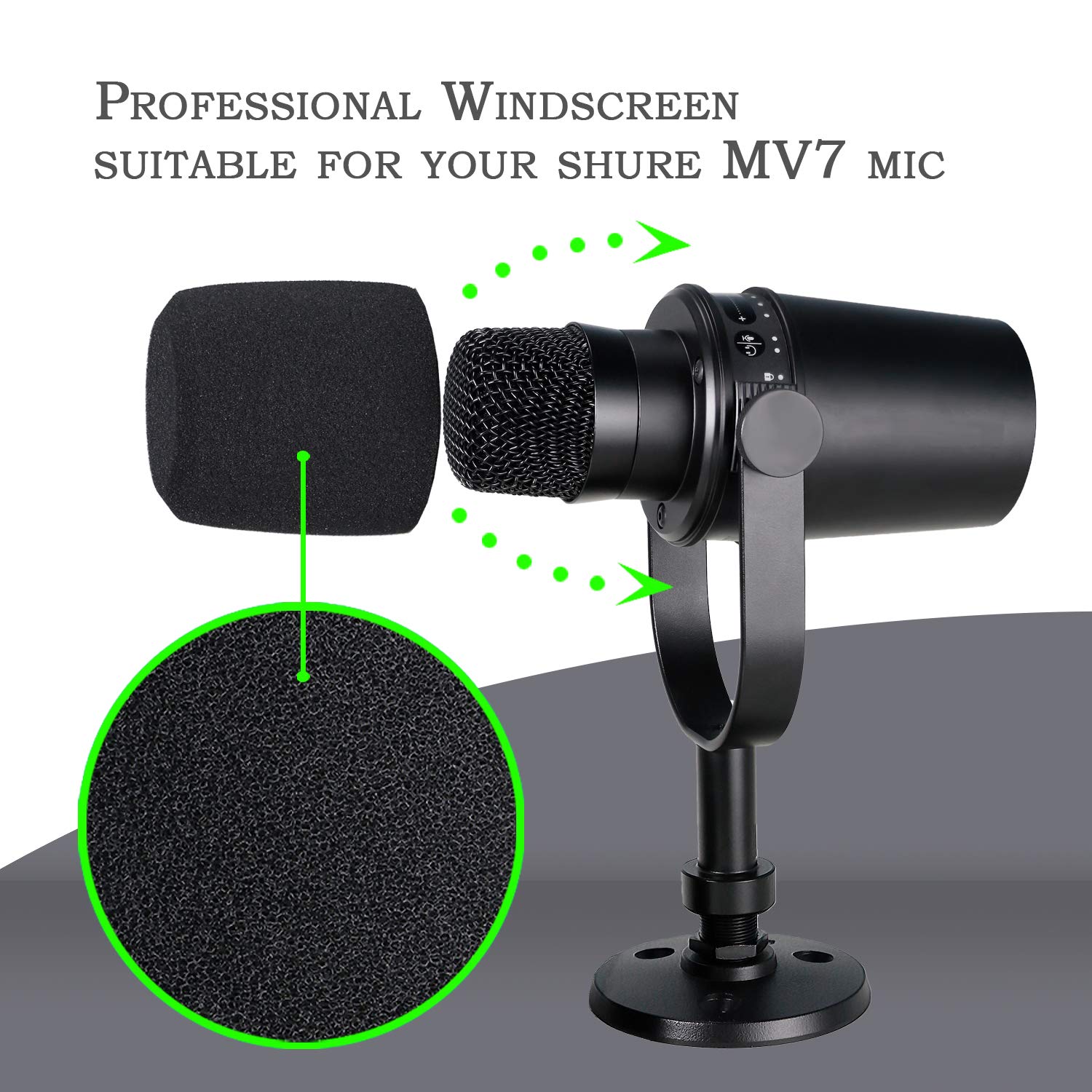 MV7 Boom Arm with Pop Filter - Mic Stand with Foam Cover Windscreen Compatible with Shure MV7 and Shure MV7X Microphone by YOUSHARES