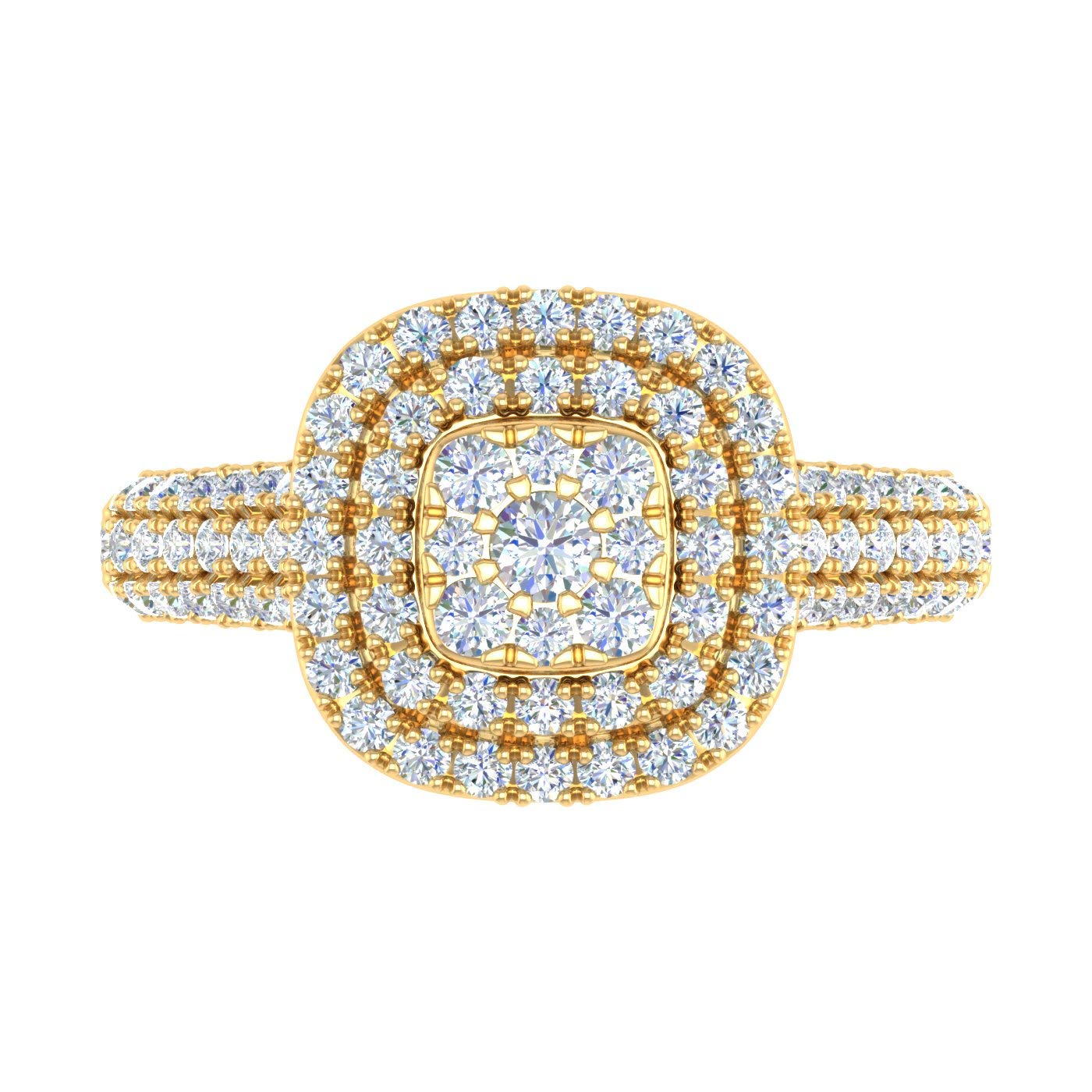 1 Carat Cushion Shape Halo Diamond Engagement Ring in 10K Yellow Gold (Ring Size 7.75)