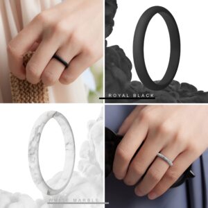 ThunderFit Stackable Silicone Wedding Rings for Women, Thin Rubber Engagement Bands 2.5mm Wide 1.8mm Thick - 1/2/3/4/5/7 Variety Multipack