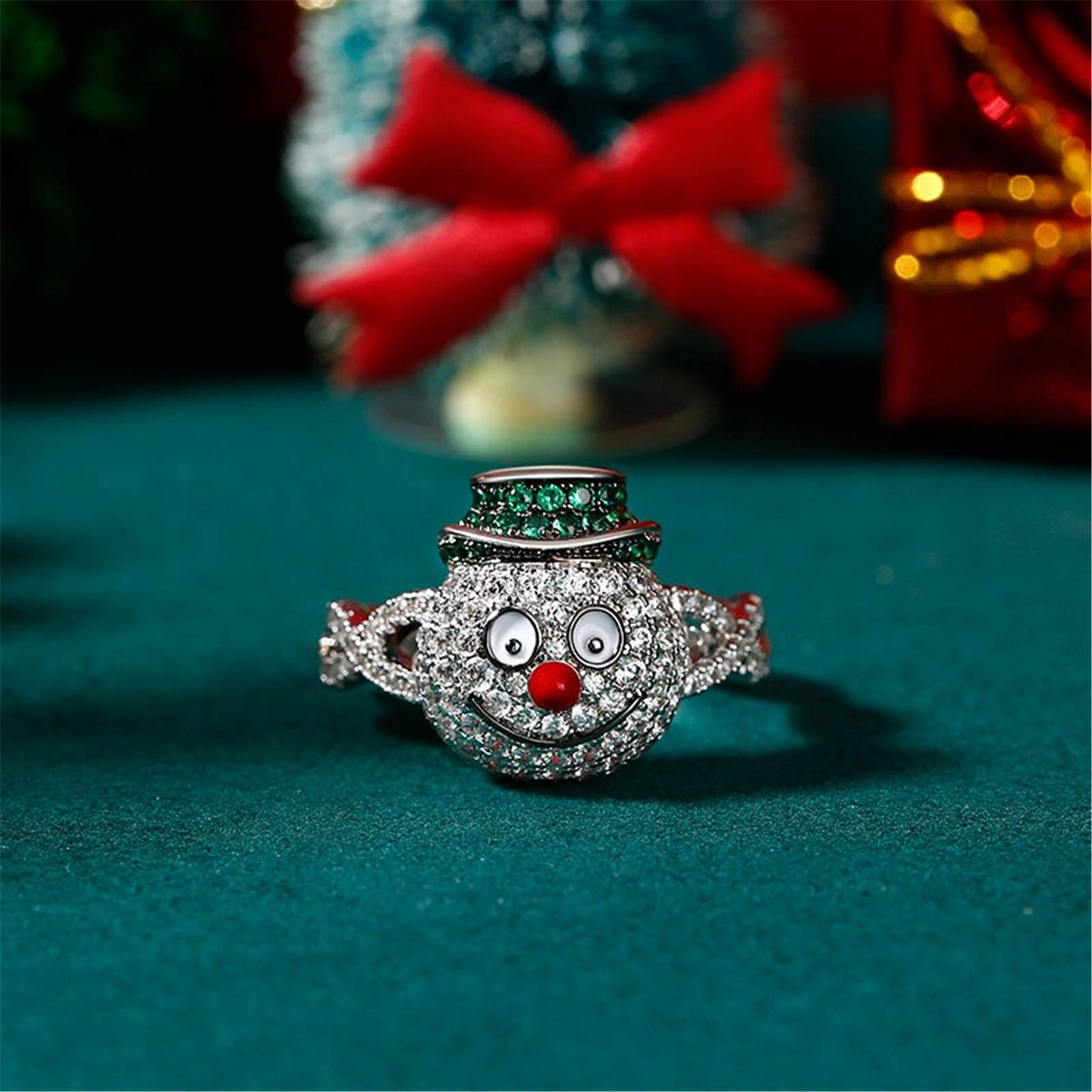 Jeulia "Merry Christmas Snowman Design Sterling Silver Ring Gift for Women & Girls Love Party Jewelry Valentine's Day X-mas Women's Day (7)