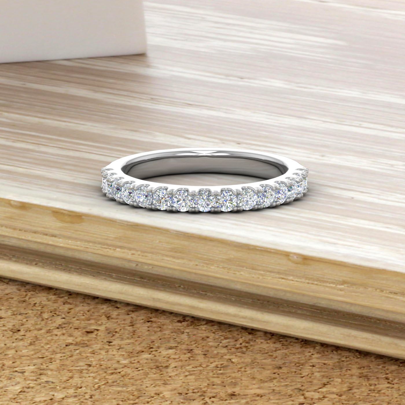 1/2 Carat Diamond Wedding Band Ring in 14K White Gold (Ring Size 5.75)