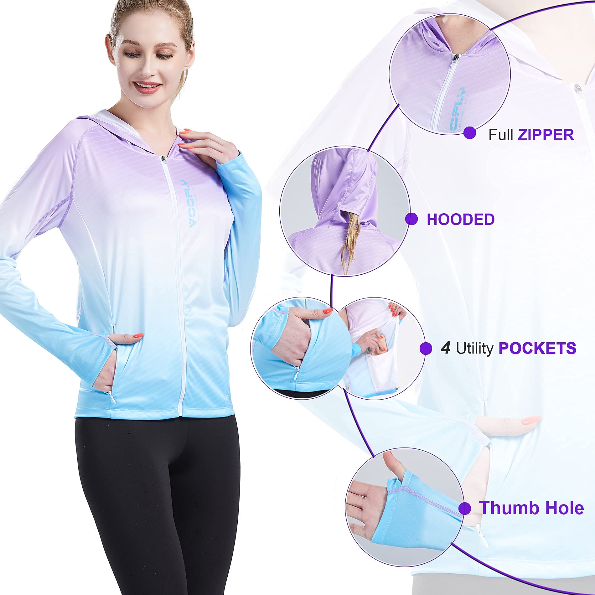 Sun Shirts for Women Long Sleeve UV Protection Fall Hiking Shirt Fishing Apparel Purple L