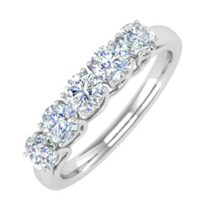 1 Carat 5-Stone Diamond Wedding Band Ring in 14K White Gold (Ring Size 6.25)