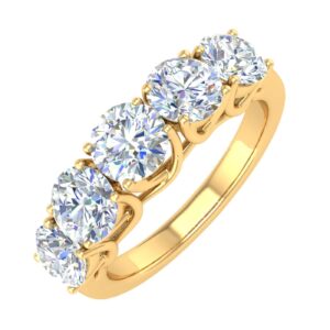 finerock 2 carat 5-stone diamond wedding band ring in 14k yellow gold (ring size 6.75)