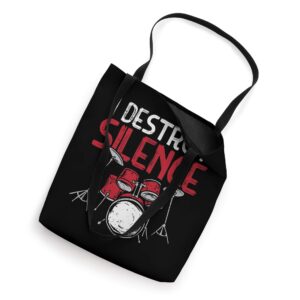 I Destroy Silence Drums Drumming Drummer Percussionist Gift Tote Bag