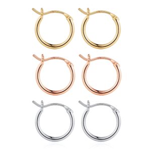 m mooham small gold hoop earrings for women, 14k gold plated 925 sterling silver post hypoallergenic chunky mini hoops earrings pack set dainty tiny small gold hoop earrings for women jewelry 13mm