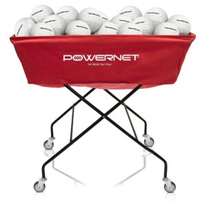 PowerNet XL Volleyball Wheeled Cart, Portable Hammock Ball Cart, Collapsible Rolling Training Equipment Basket, Lightweight Bin, Great for Indoor and Outdoor Use, Multisport