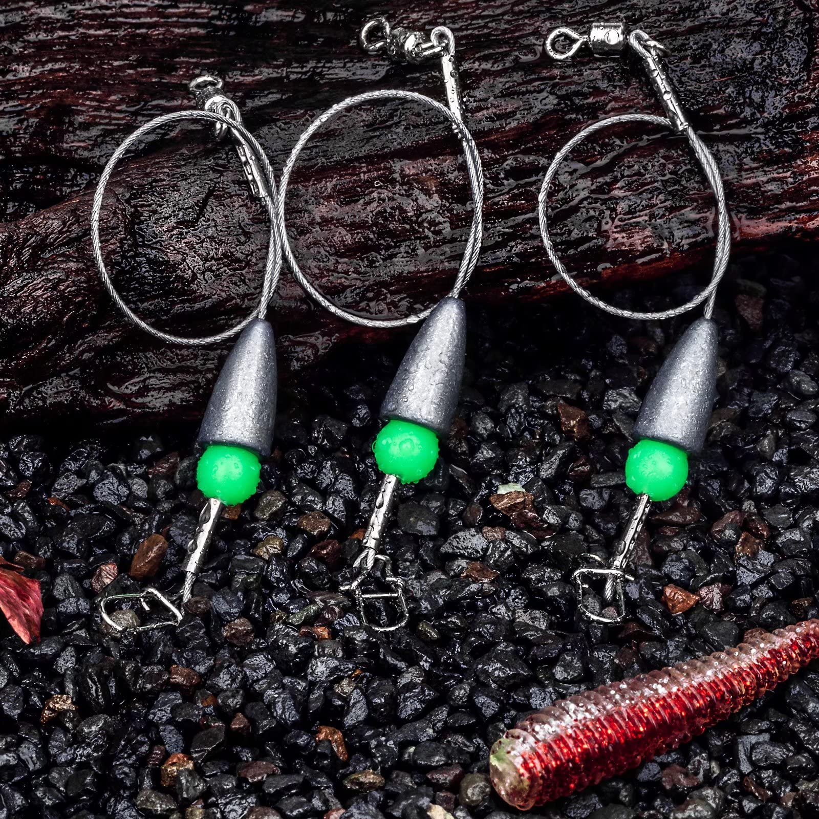 THKFISH Fishing Weights Bullet-Weights Carolina Ready Rigs Pre Rigged Carolina Rigs 1/5oz 10pcs