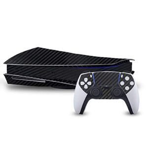 3D Carbon Fiber Black - Air Release Vinyl Decal Mod Skin Kit by System Skins - Compatible with PlayStation 5 Console (PS5)