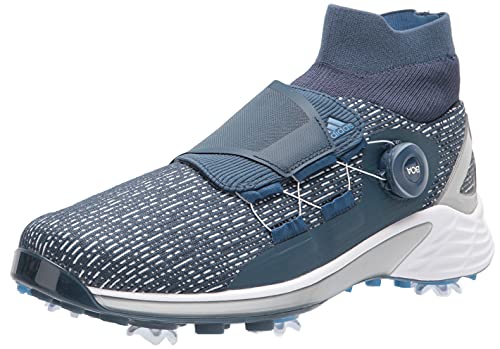 adidas Men's ZG21 Motion Primegreen BOA Mid Cut Golf Shoes, Crew Navy/Silver/Footwear White, 10