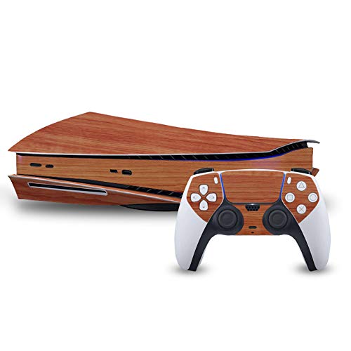 Golden Maple Woodgrain - Air Release Vinyl Decal Mod Skin Kit by System Skins - Compatible with PlayStation 5 Console (PS5)