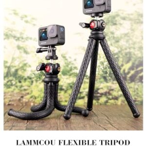 Lammcou Flexible Action Camera Tripod for GoPro Hero 11 10 9 8 Insta360, Bendable Small Mini Action Camera Gorrila Tripod - Perfect for Travel and Adventure