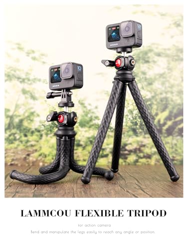 Lammcou Flexible Action Camera Tripod for GoPro Hero 11 10 9 8 Insta360, Bendable Small Mini Action Camera Gorrila Tripod - Perfect for Travel and Adventure