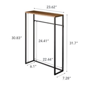 Yamazaki Home Modern Slim Console Table, Slim Narrow Accent Table for Entryway Or Living Room, Metal and Wood Skinny Hallway or Sofa Table Steel One Size Black