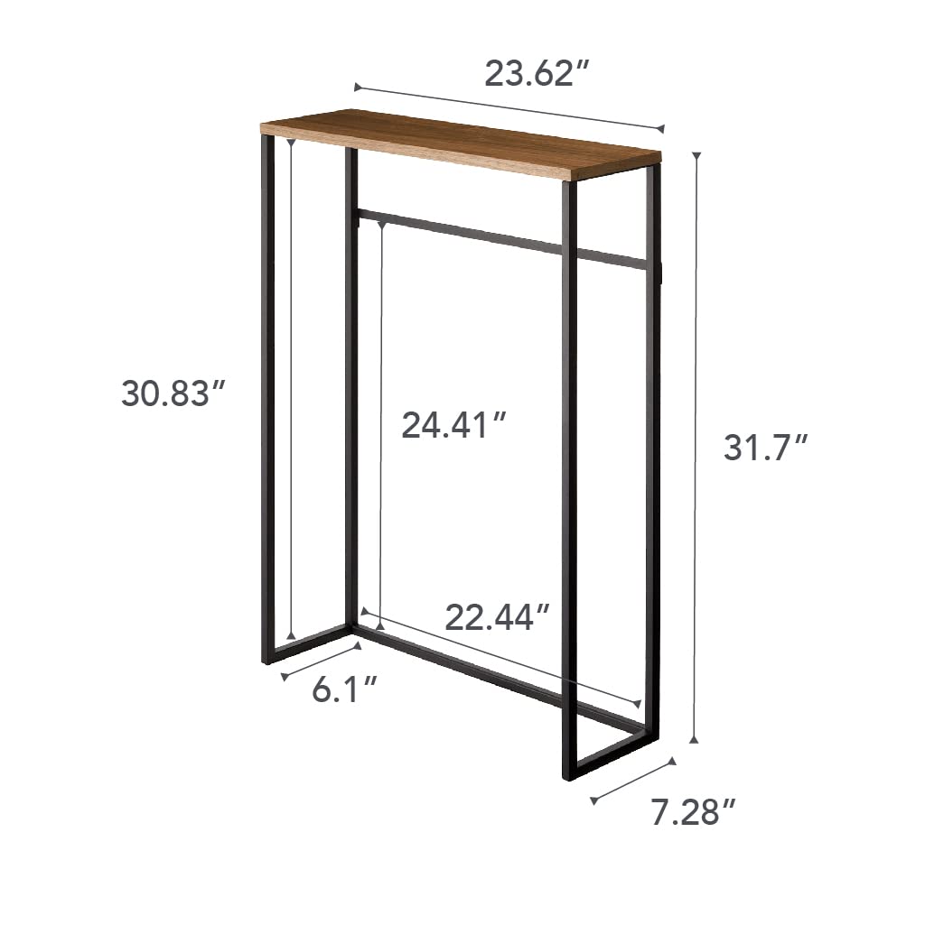 Yamazaki Home Modern Slim Console Table, Slim Narrow Accent Table for Entryway Or Living Room, Metal and Wood Skinny Hallway or Sofa Table Steel One Size Black