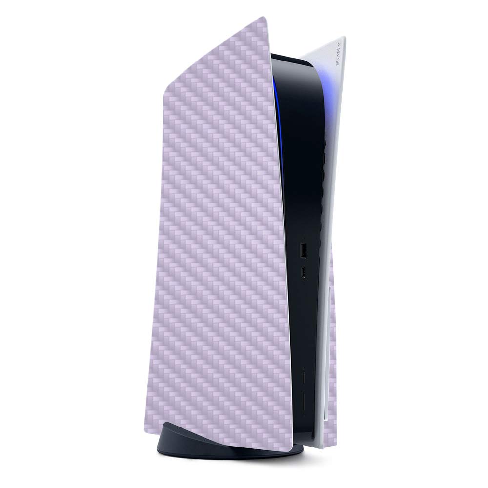 MightySkins Carbon Fiber Gaming Skin for PS5 / Playstation 5 - Solid Lilac | Durable Textured Carbon Fiber Finish | Easy to Apply and Change Style | Made in The USA