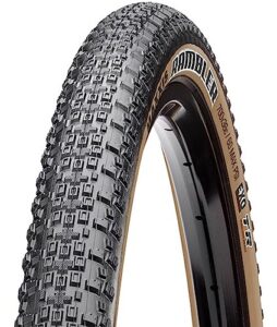 maxxis rambler tire - 700 x 40, tubeless, folding, black/dark tan, dual, exo