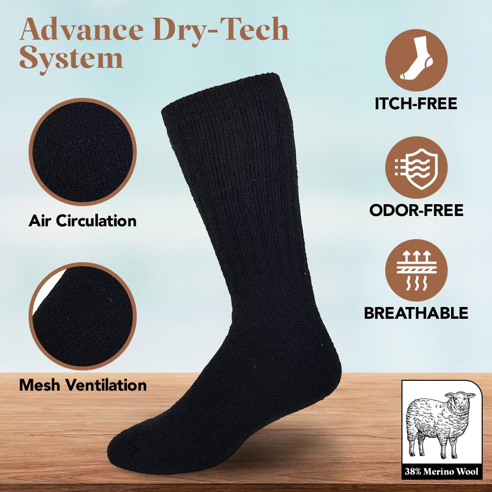 Debra Weitzner Thermal Socks Merino Wool For Men and Women - Extra-Warm Winter Cold Weather Boot Socks (3 Pairs)