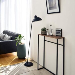 Yamazaki Home Modern Slim Console Table, Slim Narrow Accent Table for Entryway Or Living Room, Metal and Wood Skinny Hallway or Sofa Table Steel One Size Black