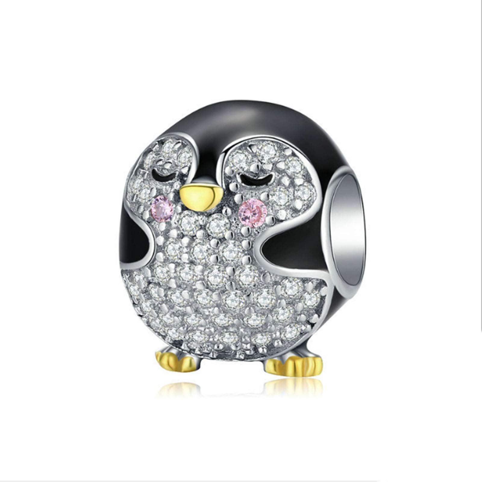 Penguin Charm 925 Sterling Silver Dog Charm Owl Charm Bird Charm Animal Charm Birthday Charm for Pandora Charm Bracelet (Penguin)