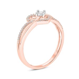 Cali Trove, Diamond Heart Promise Ring for Women, Heart Ring 1/10ct White Diamonds in Miracle Plate Setting with Criss-Cross Women's Engagement Ring in Yellow Gold-Plated, Rose Gold-Plated or 925