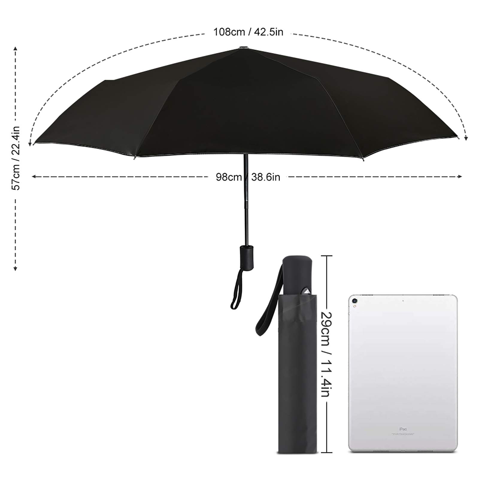 Travel Umbrella Windproof Automatic Umbrella, Tiger in the Natural Habitat Folding Umbrella, Waterproof Compact Sun & Rain Umbrellas for Women Men Kid