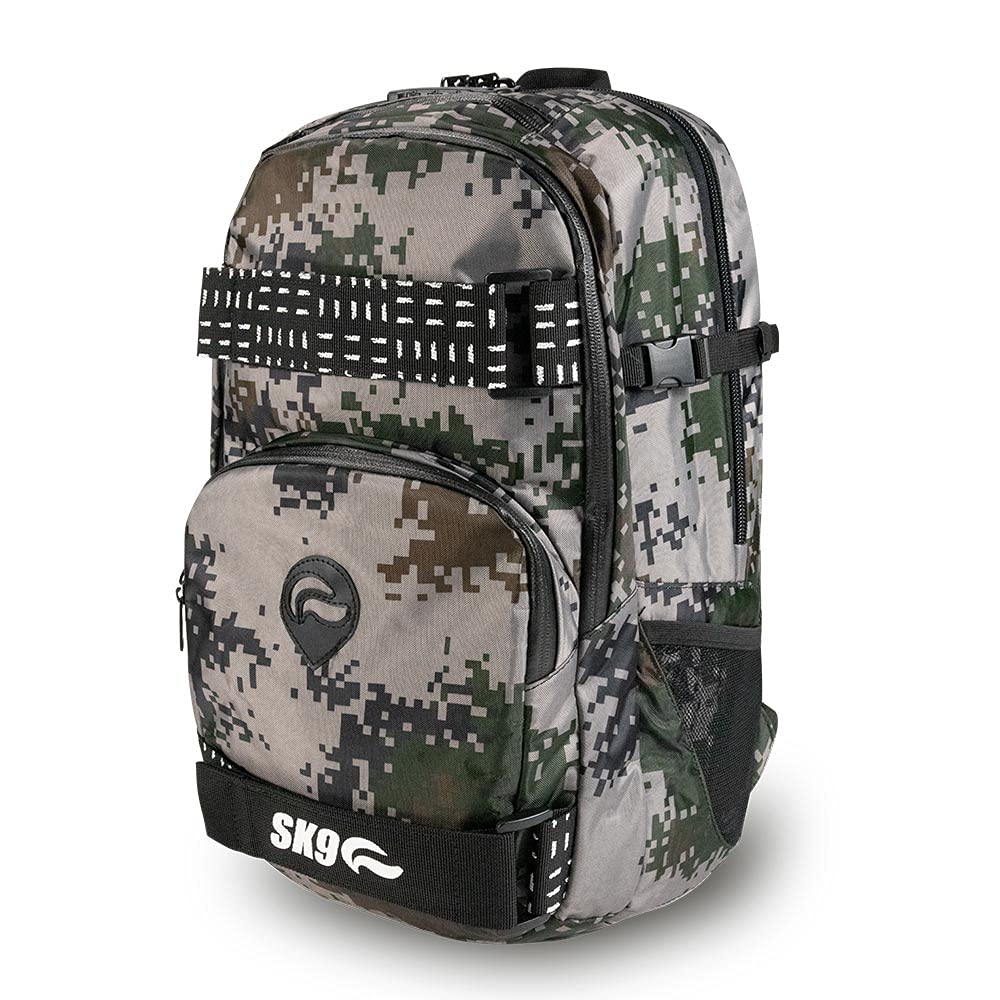 Skunk Nomad Skaters Backpack - Smell Proof - Weather Resistant - With Combination Lock (Green Pixel Camo)