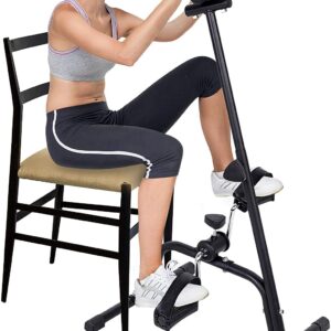 Compact Exercise Bike, Pedal Exerciser Bike Hand Arm Leg and Knee Peddler Adjustable Fitness Equipment for Seniors Elderly Home Pedal Exercise Bike for Total Body