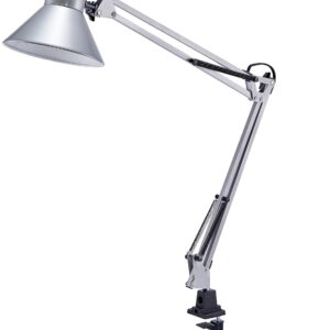 Bostitch Office VLF100-SLV Swing Arm Desk Lamp with Clamp Mount, 36" Reach with Multi-Joint Adjustment, Includes Replaceable LED Bulb (VLF), Silver