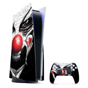 mightyskins gaming skin for ps5 / playstation 5 bundle - evil clown | protective viny wrap | easy to apply and change style | made in the usa