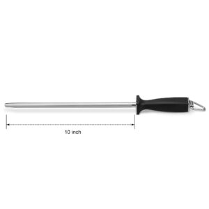 Superior Knife Sharpening Rod, 10 Inch Professional Diamond Brushed Sharpening Steel