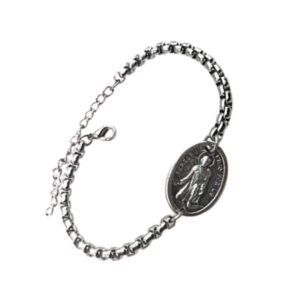 stainless steel chain st peregrine medal bracelet patron saint of cancer patients survivor gift