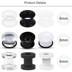 Lcolyoli Screw Fit Ear Gauges Kit Acrylic Tunnel Expander Stretcher Earrings Ultra Thin Silicone Ear Skin Flexible Flesh Earlobe Plugs Body Piercing Jewelry Set for Women Men 2G 9 Pairs