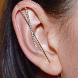 Ear Crawler Earrings for Women Ear Cuff Earrings Helix Hook Earrings Ear Wrap Earrings Snowflake Rhinestone Lightning Bolt Pierced Earrings Trendy Jewelry for Women 2024